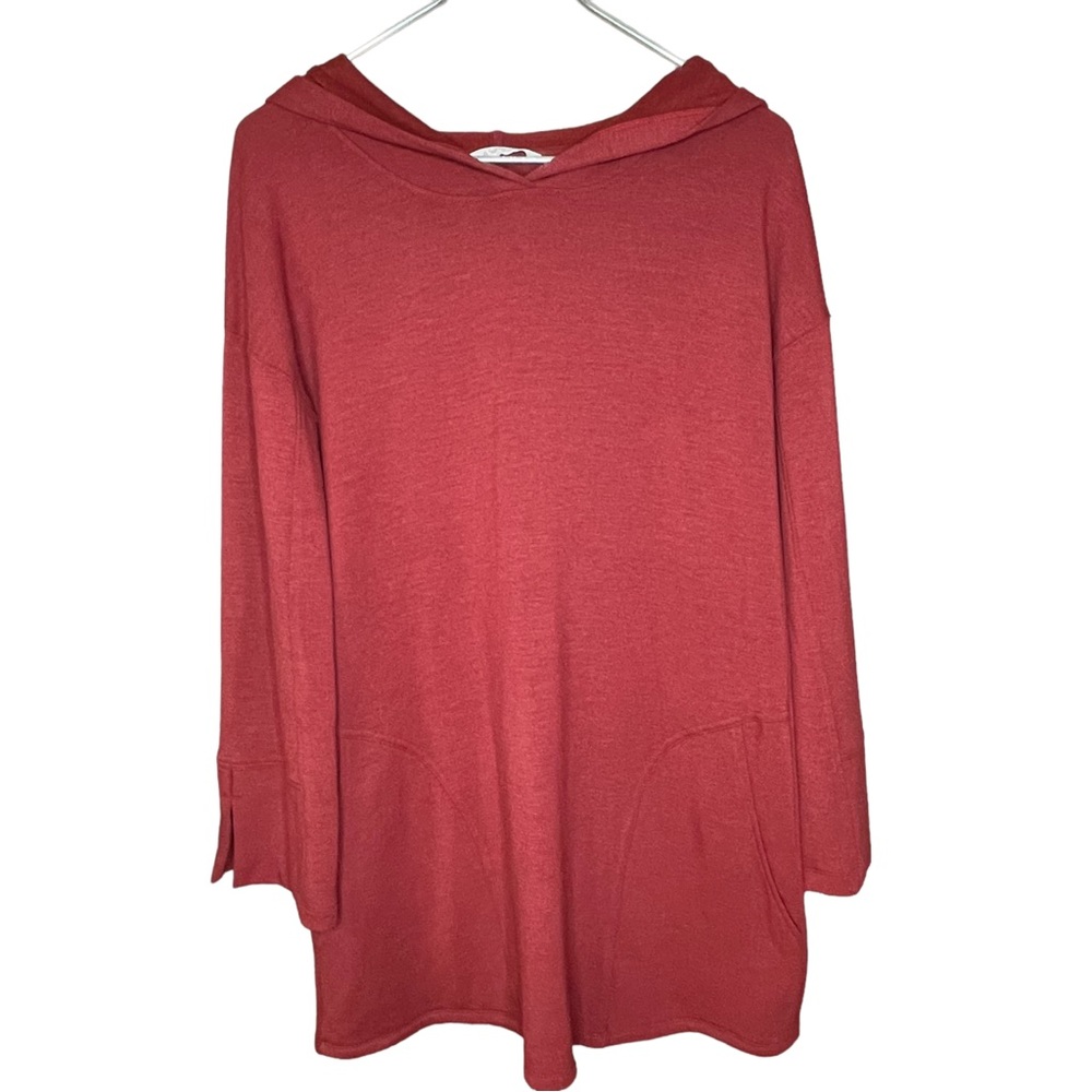 Soft Surroundings Tunic Size XS Oversized Hooded 2 Front Pockets Cozy Soft
